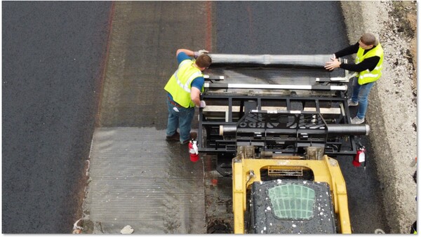 The asphalt-reinforced section was positioned directly beside the reference section.
