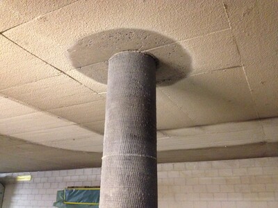 Substrate blinded with quartz sand to absorb the protective mortar.