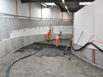 A vibrating screeder was used to spread the S&P mortar... Image: S&P