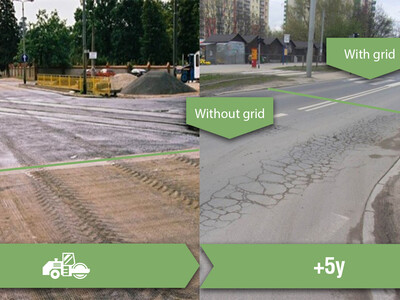 Comparison of same section of road where the line clearly indicates where the S&P grid was installed