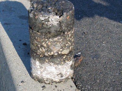 A drill core from the road
