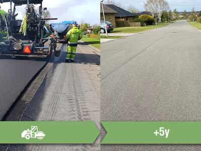 Comparison of road section after 5 years