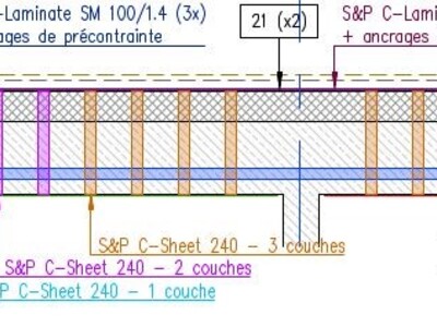 View of the strengthening works on the central concrete beam.