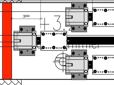 Detailed view of the prestressed laminates on the top side of the downstand beam.