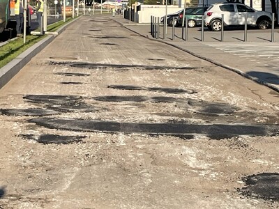 Condition of the pavement after milling and subsequent pothole filling